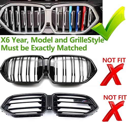 Miniatura 4 de Insertos de parrilla automotriz para BMW X6 G06 2025-2020 de 6 haces (no para parrilla doble X6), accesorios de parrilla delantera