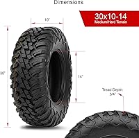 Vista 6 de Tusk Terrabite Juego de 4 neumáticos UTV/ATV – 30x10-14 – Construcción radial nominal de 8 capas, banda de rodadura profunda de ¾ ″, terreno