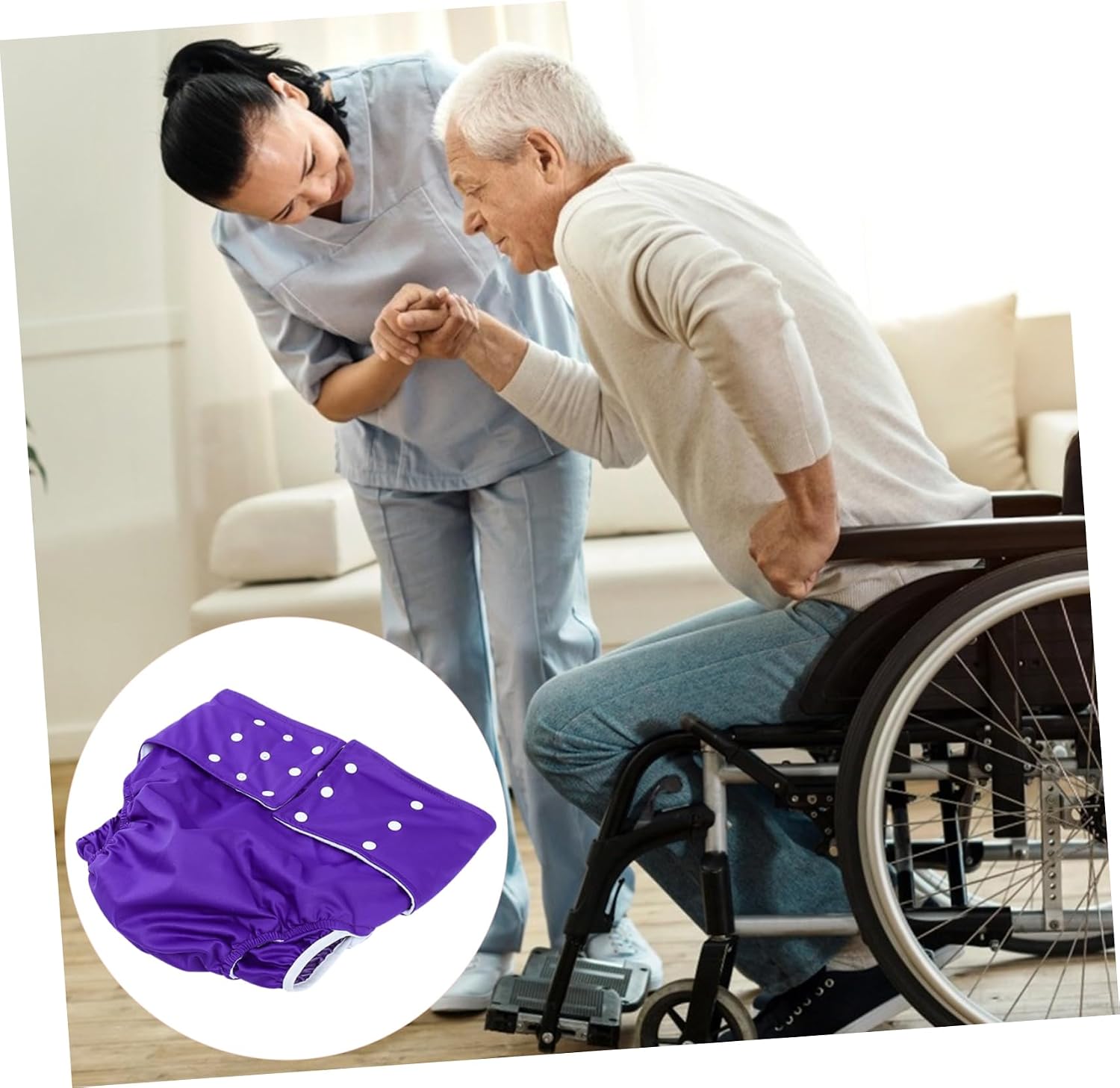 COLLBATH 1pc Reusable Washable Adult Diaper Comfortable Leak Cloth Pants for Skin-Friendly Breathable Design for Elderly and Adults Fit for Confidence