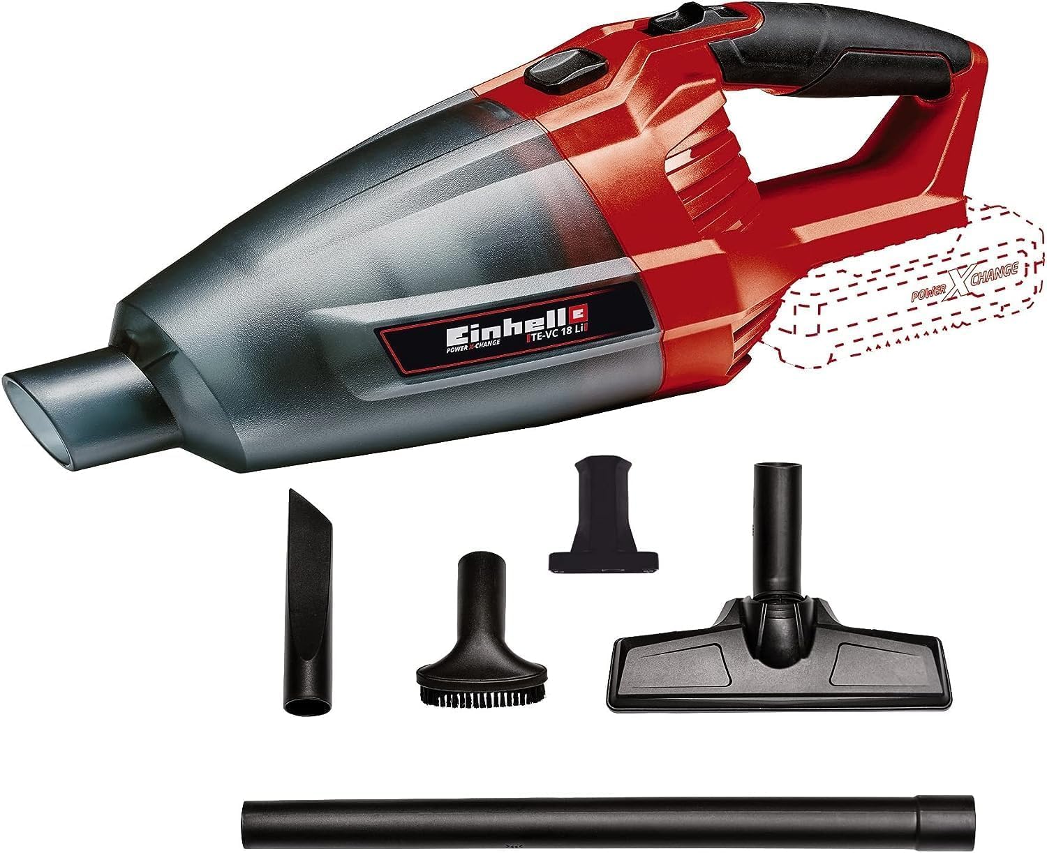 Einhell Power X-Change Akumulator z Ładowarką, Czarny/Czerwony, ‎ & Einhell Akumulatorowy odkurzacz ręczny TE-VC 18 Li-Solo Power X-Change