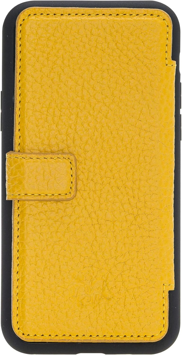 Venito Verona Leather Phone Case Compatible with iPhone 11 Pro (5,8 inch) - RFID Blocking Snap-On Flip Back Cover Slim Phone Wallet Case - Yellow