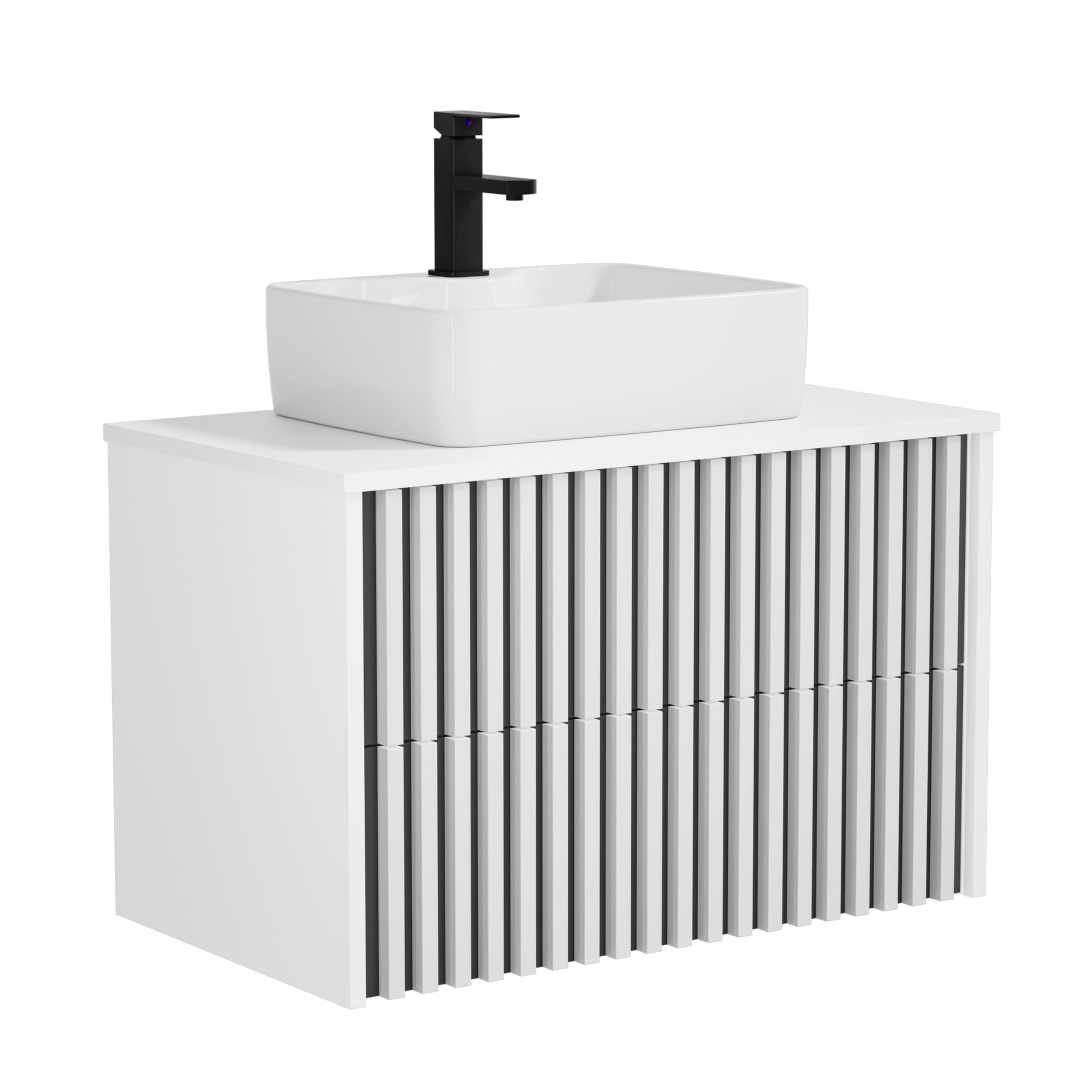 UEV Umywalka z szafką pod umywalkę, 81 cm, wisząca, szuflady z systemem miękkiego domykania, umywalka ścienna, meble łazienkowe, meble dla gości, zestaw mebli łazienkowych, biała