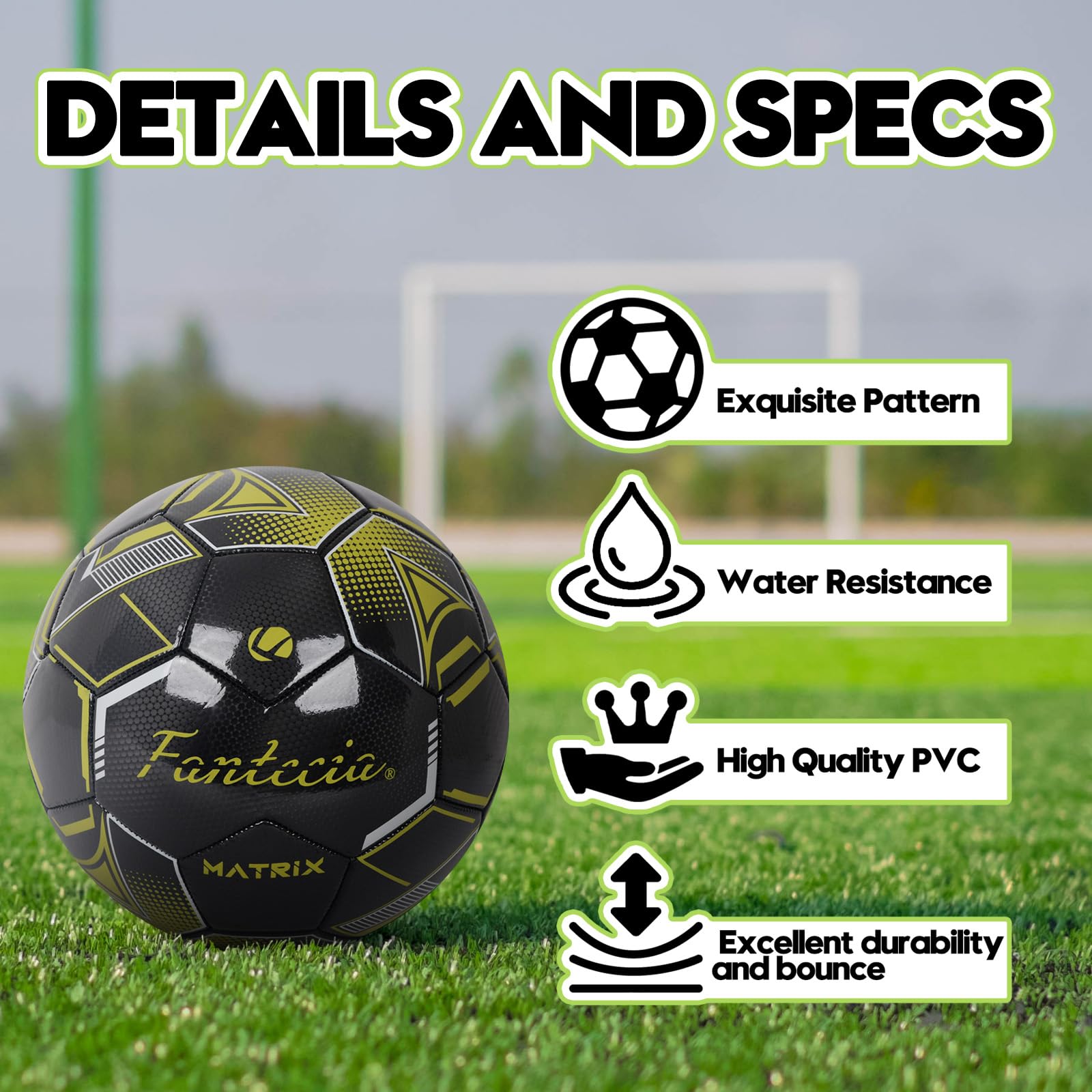 Pallone da Calcio in Pelle Misura 5 con Pompa, Pallone da Calcio per Allenamento Indoor e Outdoor