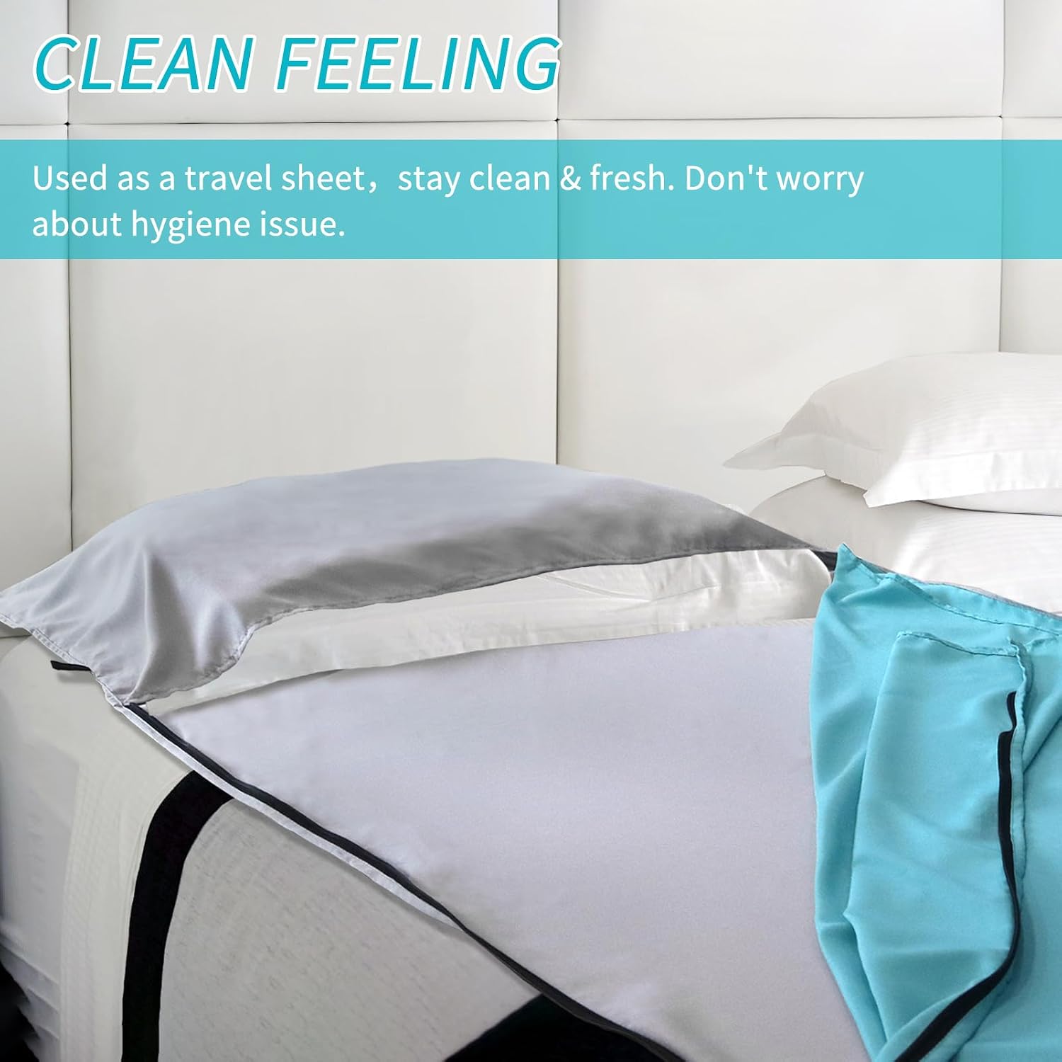 NewDoar Sleeping Bag Liner 215 * 85cm Portable Lightweight Travel Sheet with Pillow Slot Ultralight Soft Camping Sleeping Bag Liner Pongee Fabric for Camping Hiking Backpacking Hotels Hostels