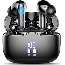 Cuffie Bluetooth, Auricolari Bluetooth 5.4 In Ear HD HiFi Stereo, 40 Ore Cuffie Wireless con 4 Mics ENC Cancellazione Rumore, Cuffiette Bluetooth IP7 Impermeabili, LED Display per iOS Android Nero