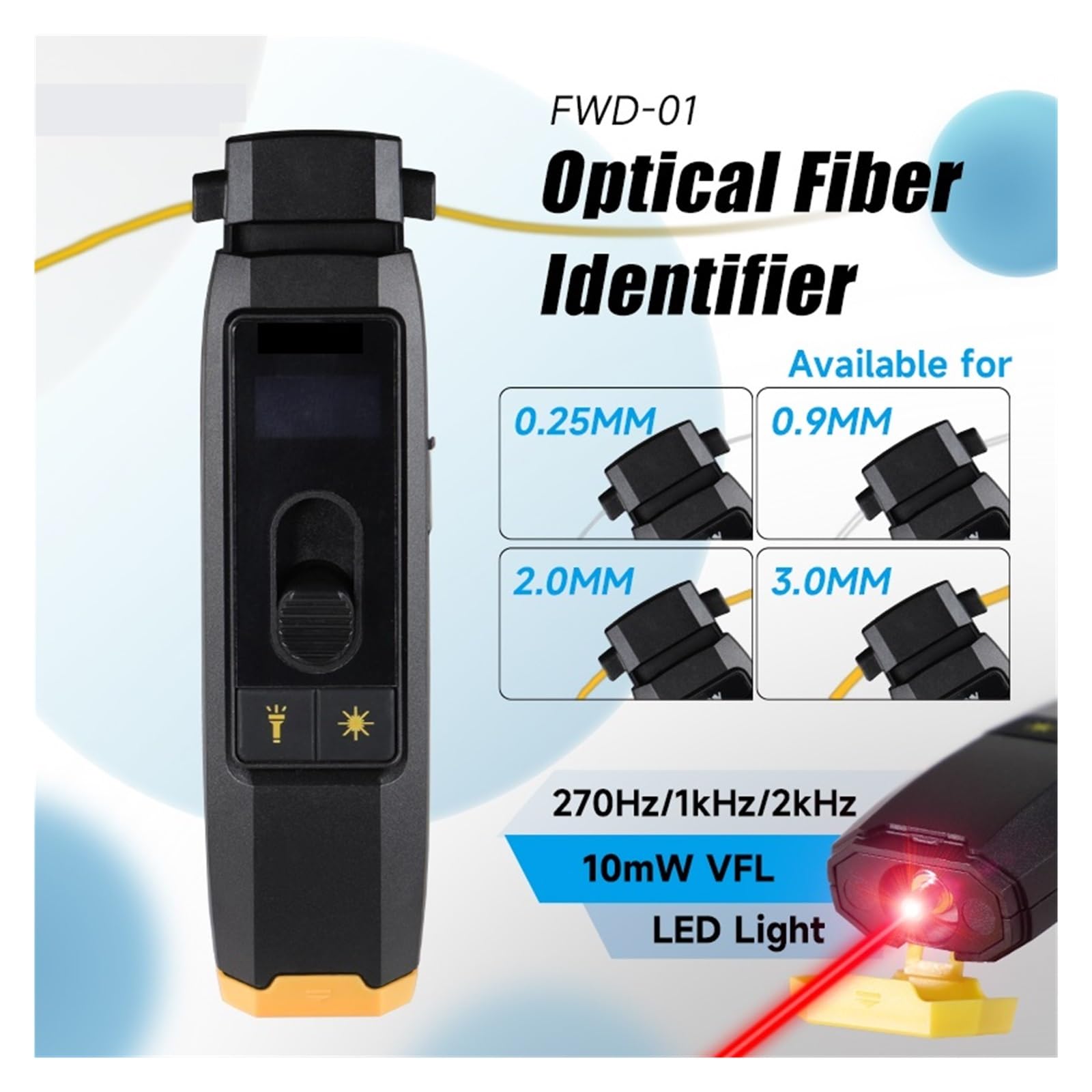 Testeur Fibre Optique Identificateur De Fiber Optique, Détecteur En Direct Avec Localisateur Visuel Défauts, Lumière LED 700-1700nm SM MM