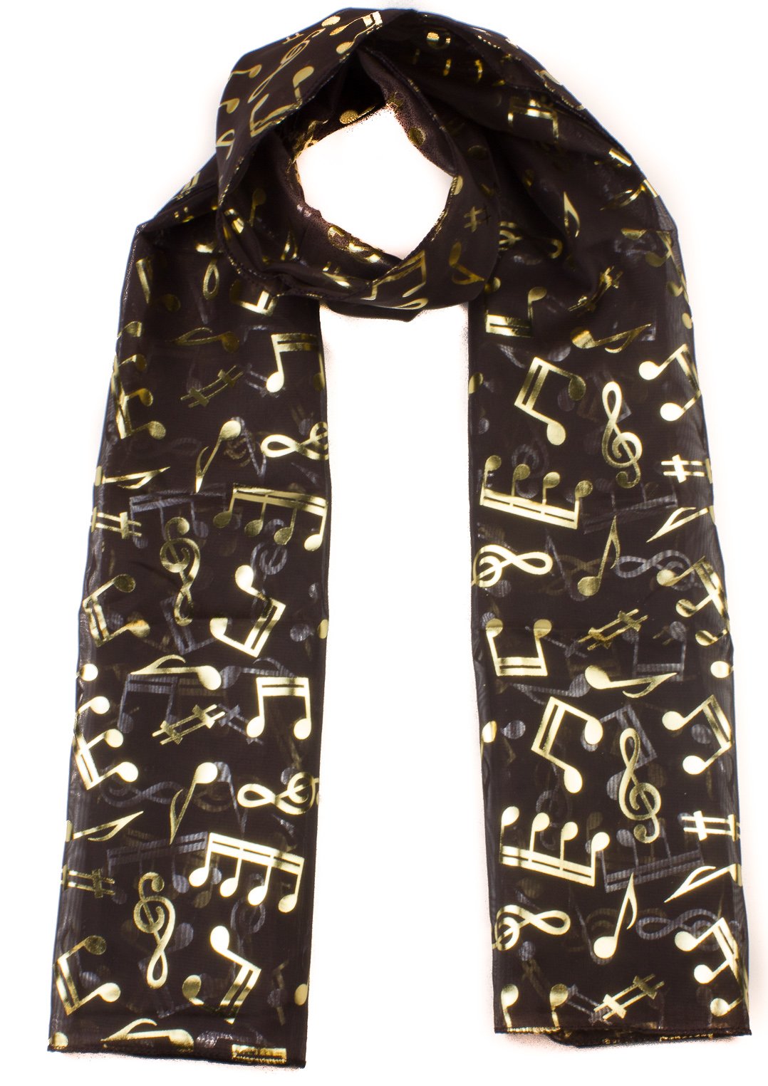 Mytoptrendz® Music Scarves Musical Notes Print Lightweight Shawl Womens Neck Wrap (Brown- Gold print)