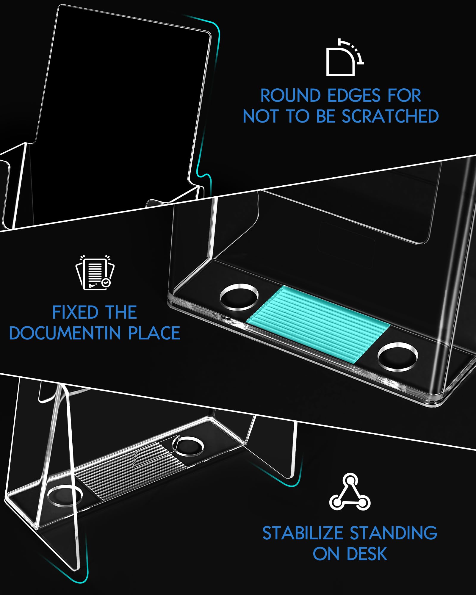 Soporte para folletos de 6 x 9 pulgadas, paquete de 4 soportes para folletos para bienes raíces, soporte de acrílico transparente para exhibición de folletos para tienda, oficina, revistero