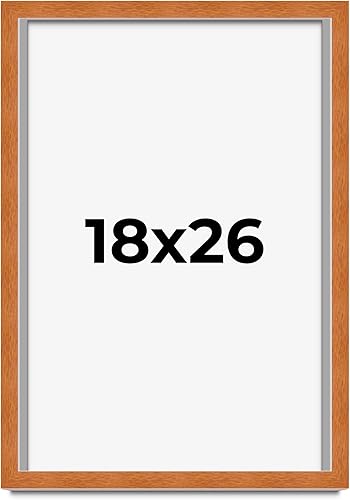 Miniatura 341 de Marco marrón de 18 x 24 pulgadas, marco de madera maciza de nuez de miel, ancho de moldeo de 0.875 pulgadas, profundidad de rabo de 0.875 pulgadas