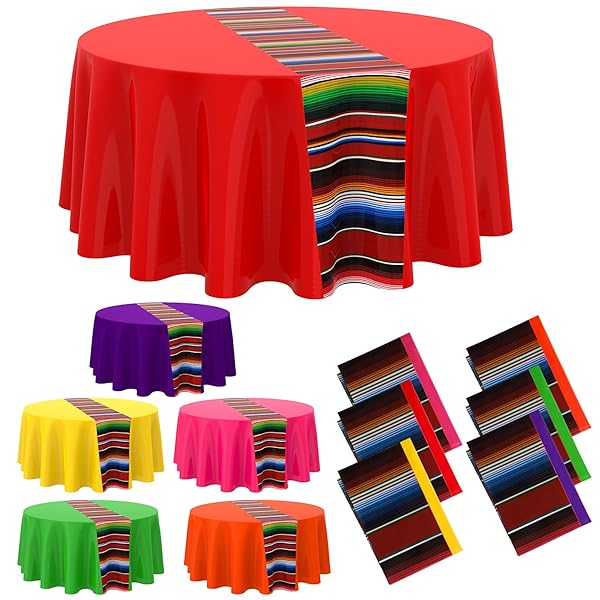Chic Round Dining Table Decor Ideas That Work 19 Colorful Striped Round Party Tablecloth