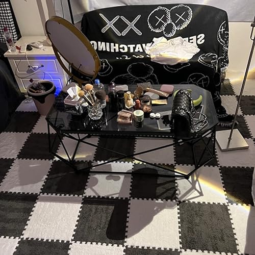 Miniatura 10 de HSYFdy Azulejos de alfombra entrelazados suaves con borde, juego de alfombrillas cuadradas de espuma de felpa, alfombras de área de rompecabezas