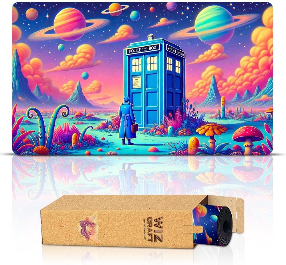 Tardis in Space (Stitched) - Doctor Who, MTG Playmat - Compatible with Magic The Gathering Playmat - Play MTG, YuGiOh, TCG - Original Play Mat Art Designs & Accessories