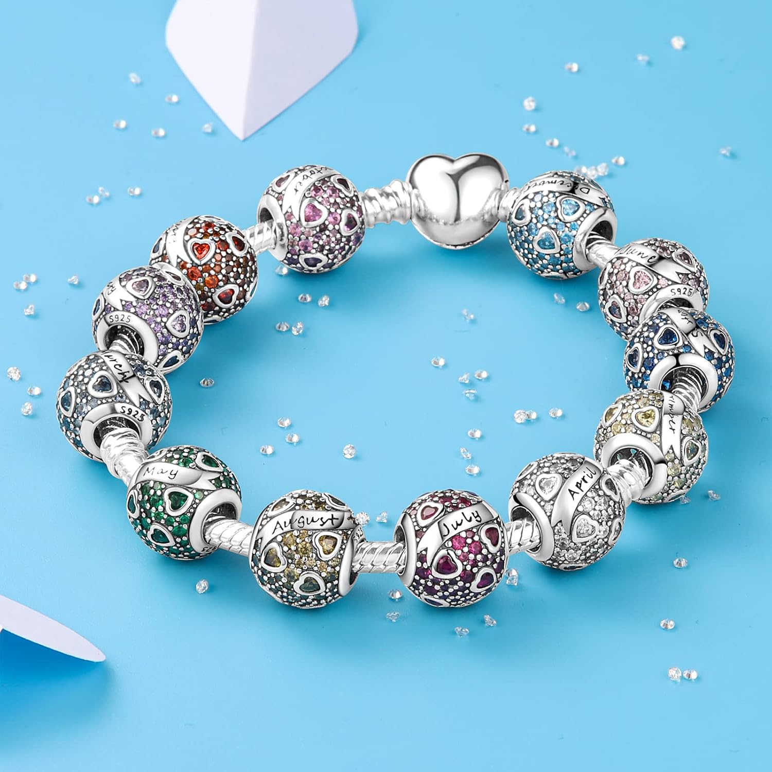 MULA Birthstone Charms 925 Sterling Silver for Bracelets and Necklaces - Dangle Pendants Beads With 5A Cubic Zirconia - Happy Birthday Mothers Day Jewelry - Image 2