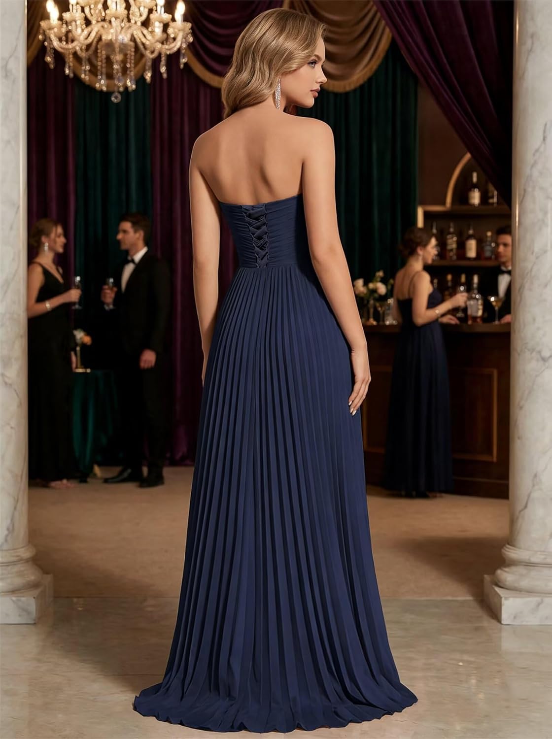 Strapless Bridesmaid Dresses for Women 2026 Hi-Lo Pleated Satin Formal Wedding Guest Dress Sage Green for Evening Party US8