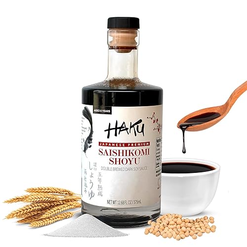 HAKU Saishikomi Shoyu japonés premium – Salsa de soja oscura de doble elaboración, envejecido 5 años – Salsa de soja gourmet tradicional para sushi,