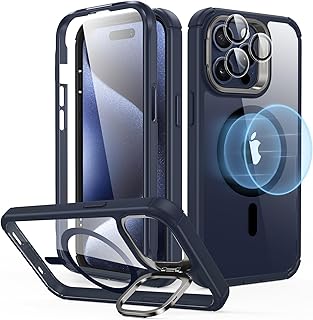 ESR for iPhone 15 Pro Max Case, Full-Body Shockproof MagSafe Case, Military-Grade Protection, Magnetic Phone Case for iPhone 15 Pro Max, 2-Part Tough Case with Stand, Armor Series, Clear Dark Blue