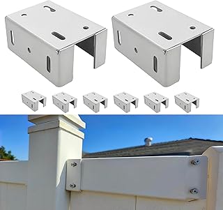 8pcs Heavy Duty Aluminum Fence Bracket for Vinyl Fencing Panel to Post Connection, Replacement for Plastic Brackets Fit 2-3/4" Rails with Screws