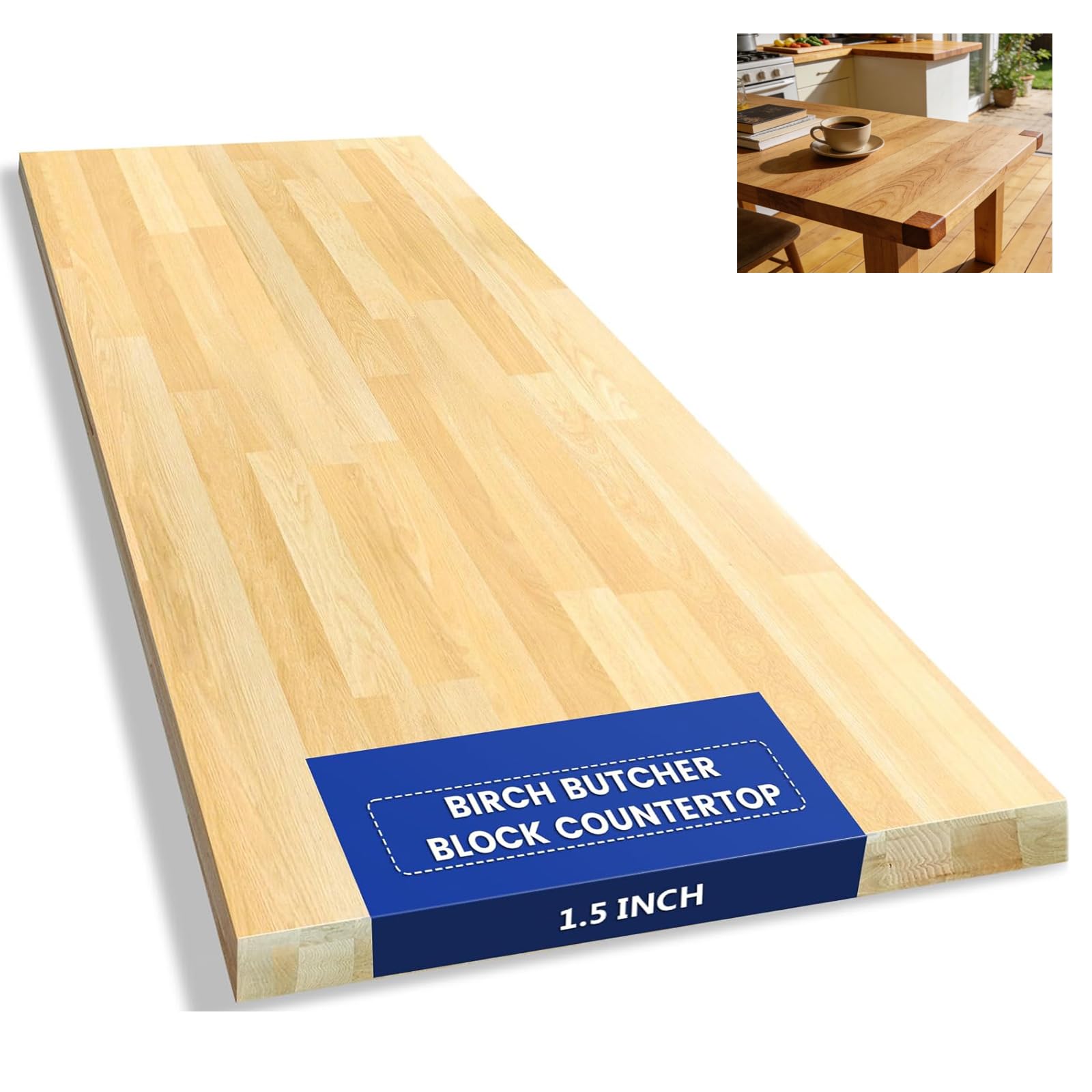2.5ft Butcher Block Countertop 30x25 Solid Birch Wood DIY Countertop