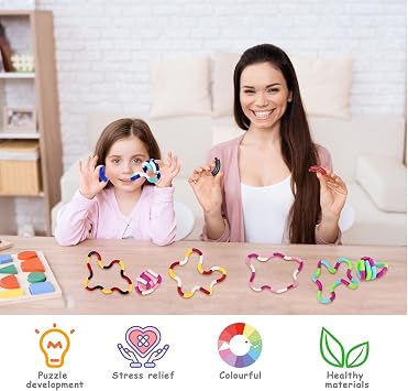 Scettar 12 Pcs Tangle Fidget Toy, Toys, Stress Relief Finger Twisted Decompression Toy for Adh Sensory Fidgets to Improve Focus and Concentration