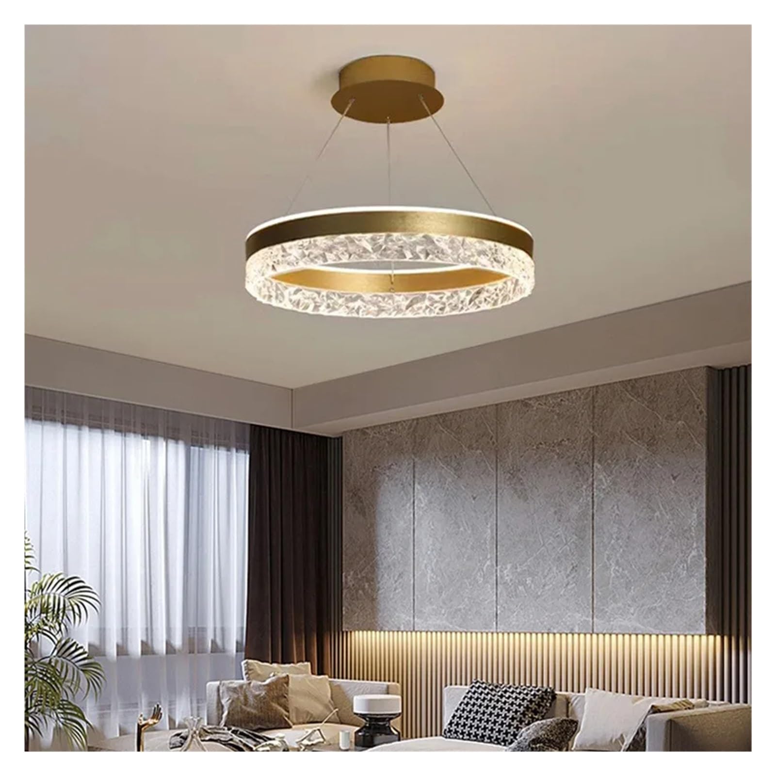 Lustre LED moderne anneaux en cristal D50cm pour salon