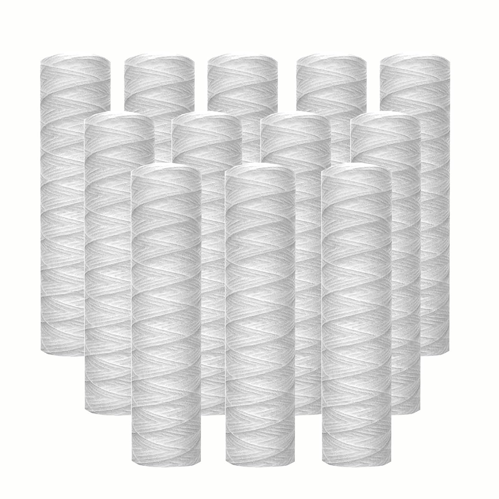 12 cartucce filtro acqua avvolte in corda da 10'' x 2,5'', di ricambio, filtri per sedimenti da 5 micron per tutta la casa, per acqua di pozzo