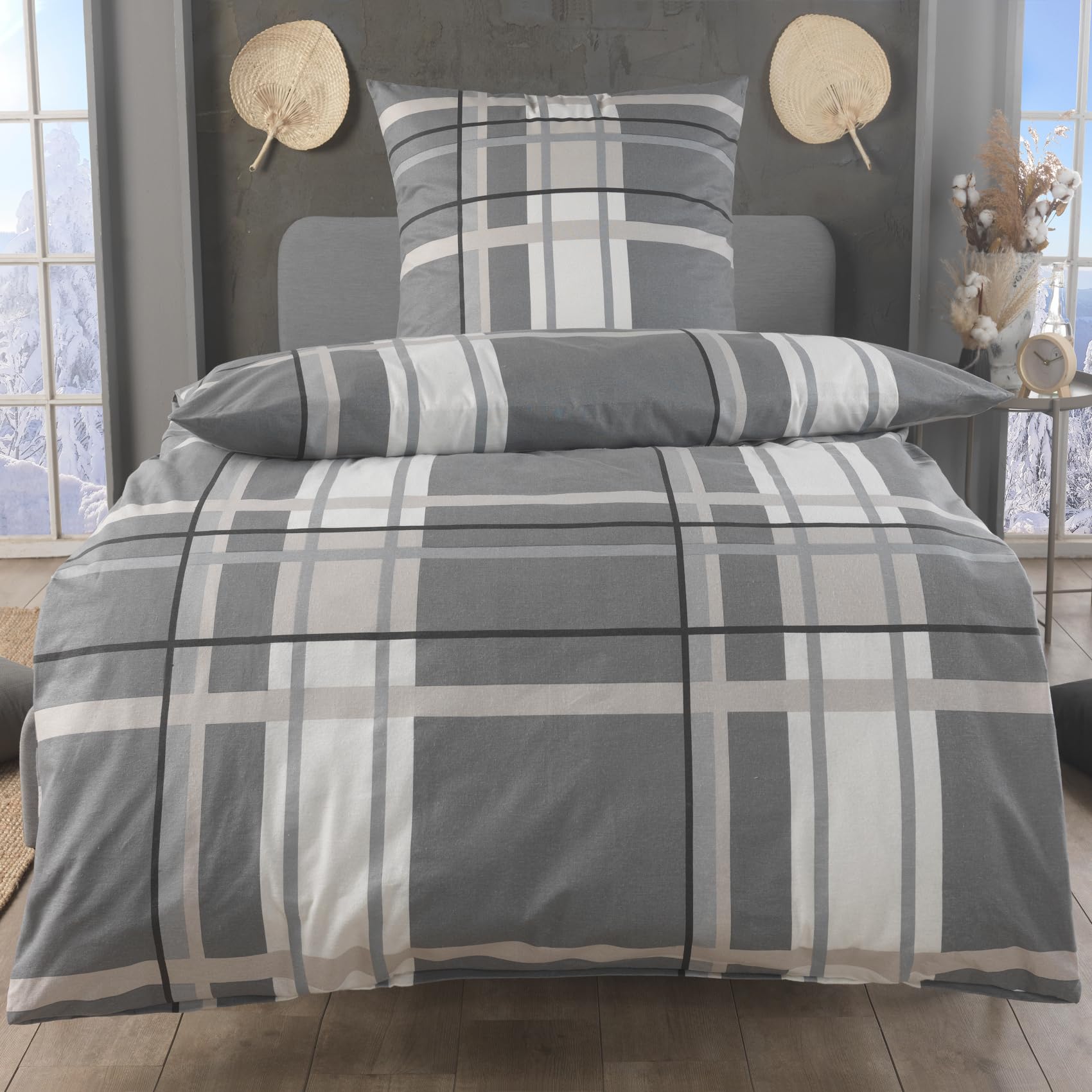 MALIKA 2 teilige kuschelige Baumwolle Soft Fein Biber Bettwäsche 135x200 + 80x80 Kissenbezug, flauschig warme Winter Bettbezug, Größe:155x220 + 80x80 cm, Design - Motiv:Design 5
