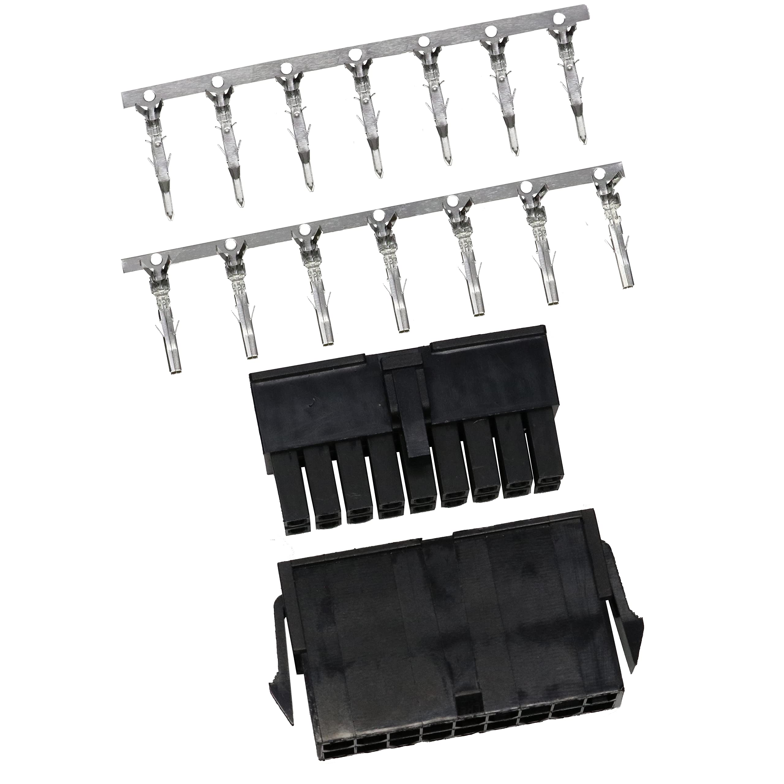 5557/5559 Double Row 4.2mm Black 18-pin Wire-to-Wire Crimp Connector Plug + Wire Socket + Crimps, Pack of 10 Compatible With Molex Mini-Fit Jr. — image 1