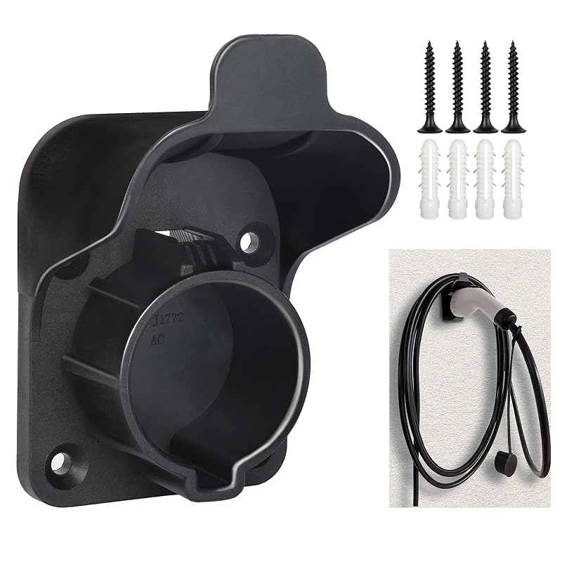 Suporte de Parede para Cabo de Recarga de Veículos Elétricos SAE J1772 LZSTEC com Organizador e Kit de Instalação