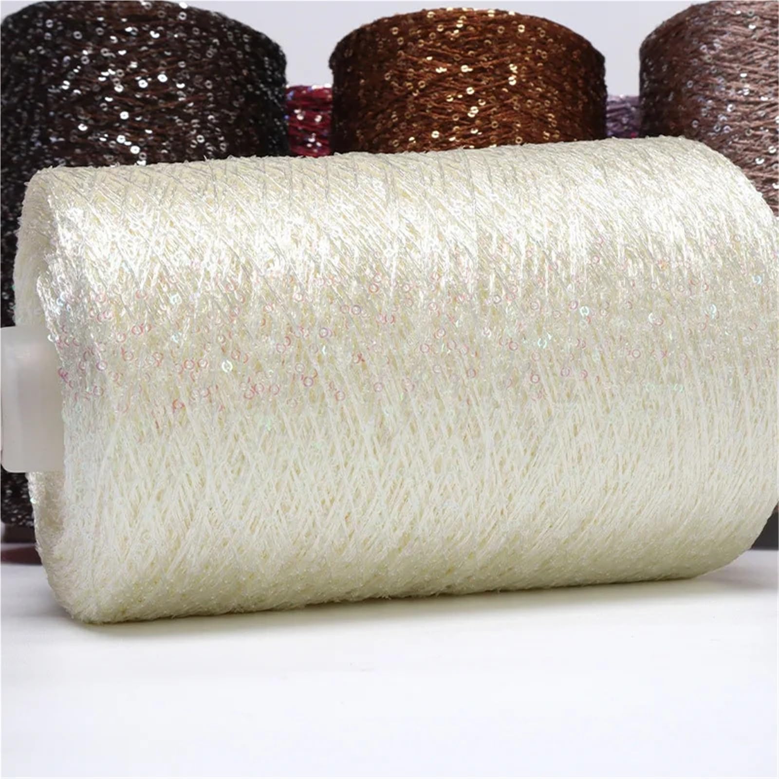 Hilos para Crochet Hilo de cuentas diamante 500g, fantasía lentejuelas densas corta distancia 2mm, chaqueta suéter DIY(Color 31)
