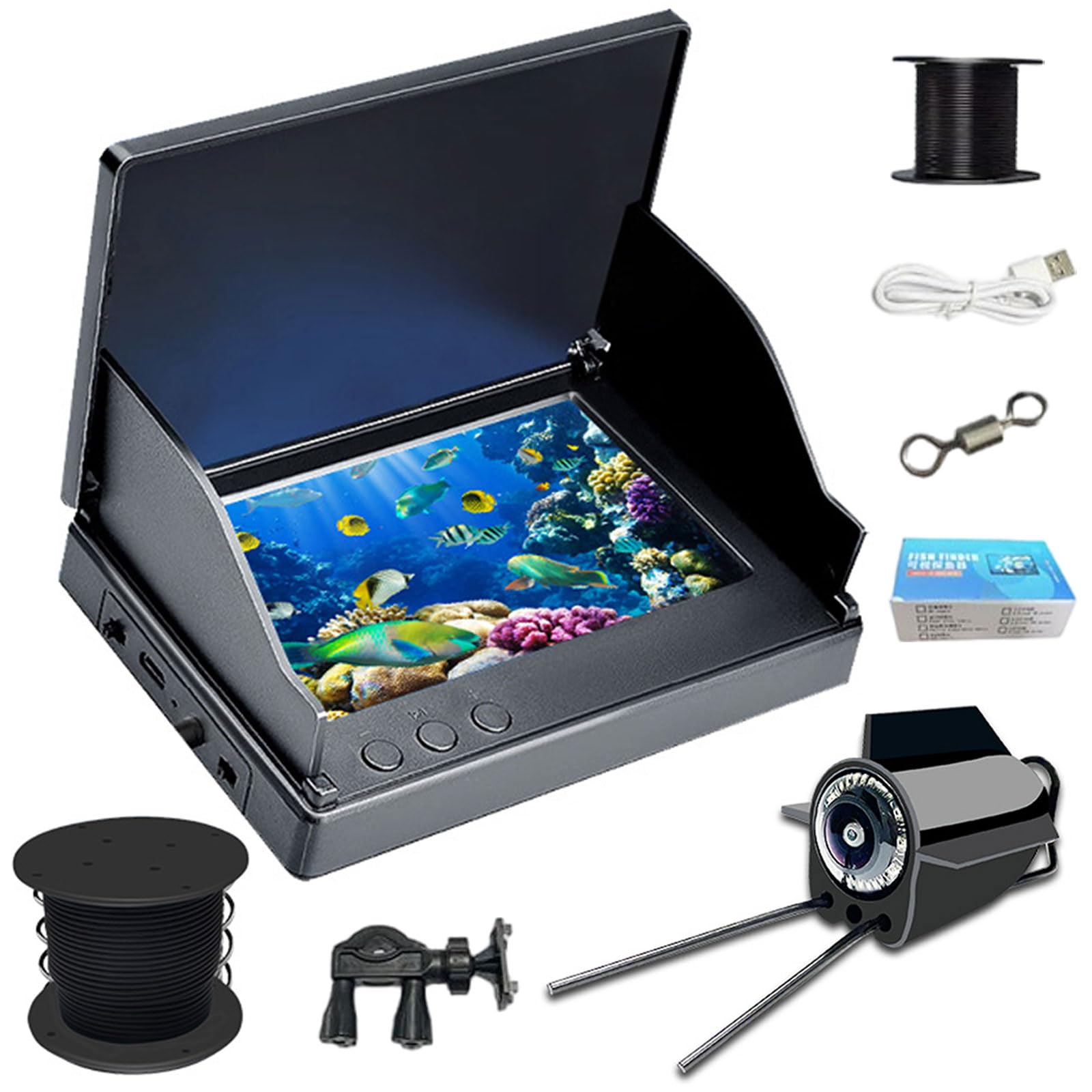 Caméra de pêche sous-marine portable, caméra de détection de poissons, caméra de vision nocturne infrarouge grand angle IP68, étanche IP68, écran IPS de 10,9 cm, câble de 30 m, caméra de recherche de