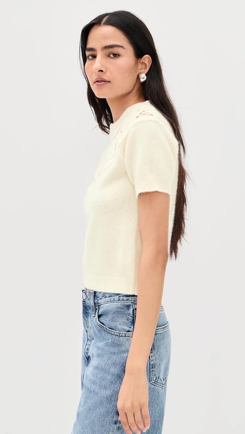 FRAME Women's The Lace Gathered Cashmere Sweater - Image 5