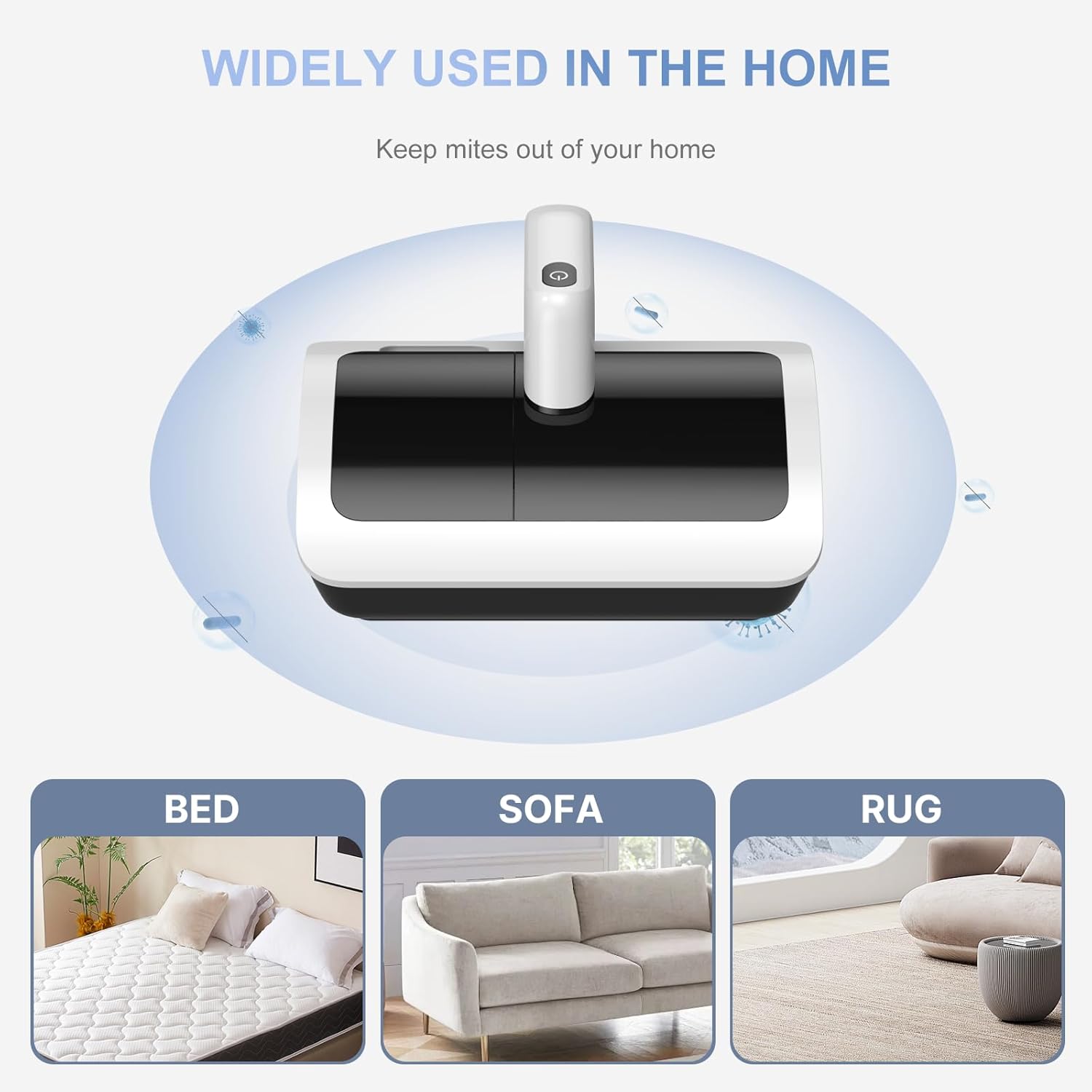 Mattress Vacuum Bed Vacuum Cleaner with UV 18000pa Super Suction Power，HEPA Filter 253.7nm UV-C Light & 30000 RPM/Min Brushroll Rotation & Heating & Ultrasonic Quintuple Tech (Corded)