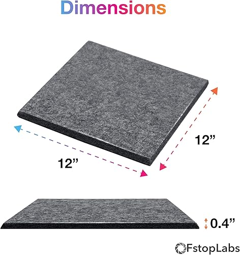 Miniatura 4 de Fstop Labs Paneles de espuma acústica de 0.4 x 12 x 12 pulgadas, panel de absorción de sonido, azulejos de borde biselado, aislamiento de espuma