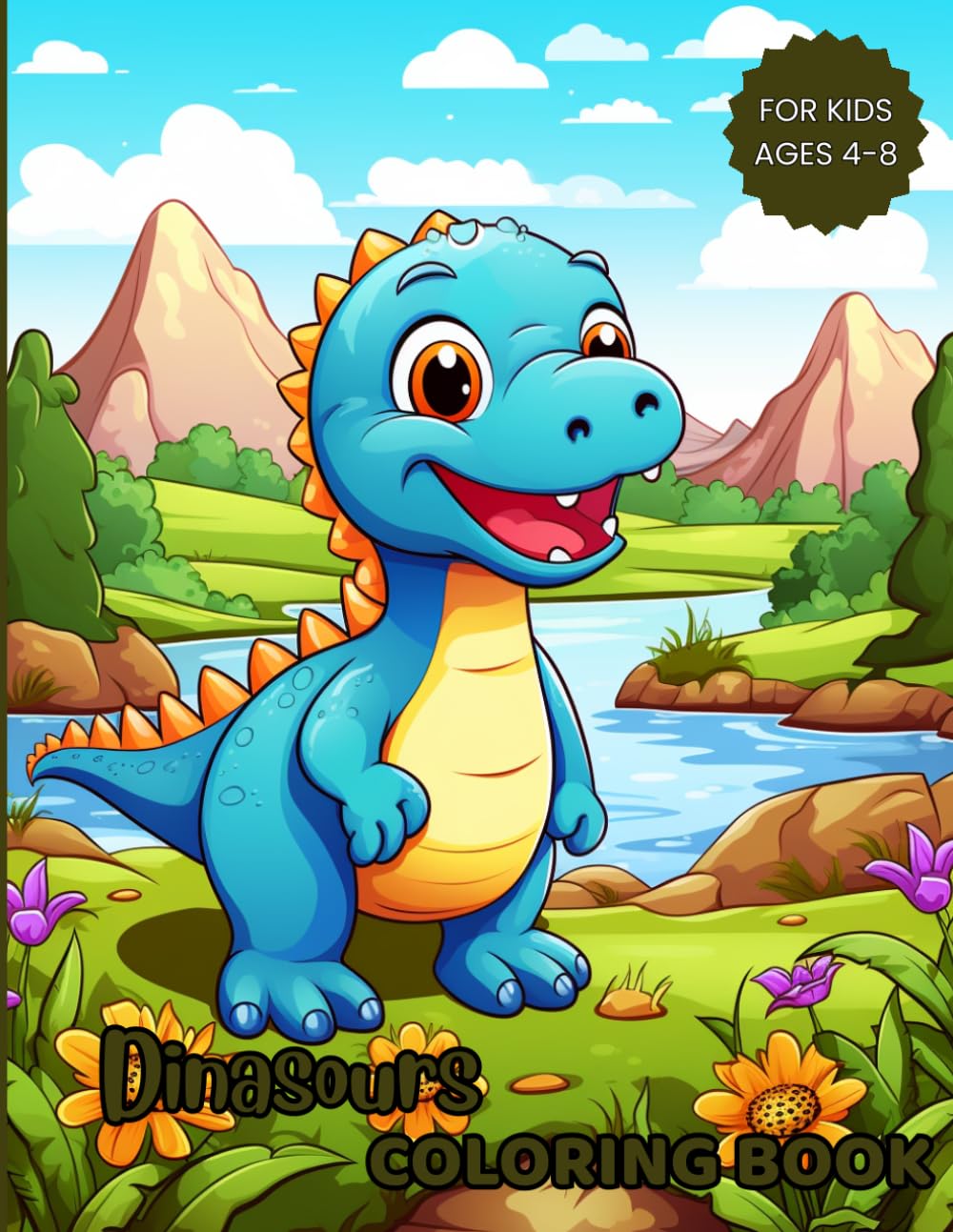Dinasours Coloring Book: 100 Fun and Easy Coloring Pages