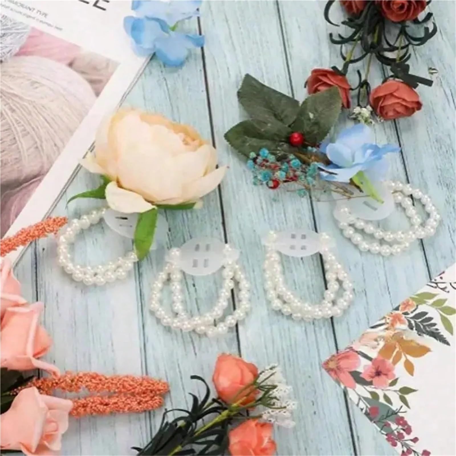 Handgelenk-Ansteck-Armbänder, 30/60/72/120/144 Stück, elastisches Perlenarmband für Hochzeit, Abschlussball und Strandparty