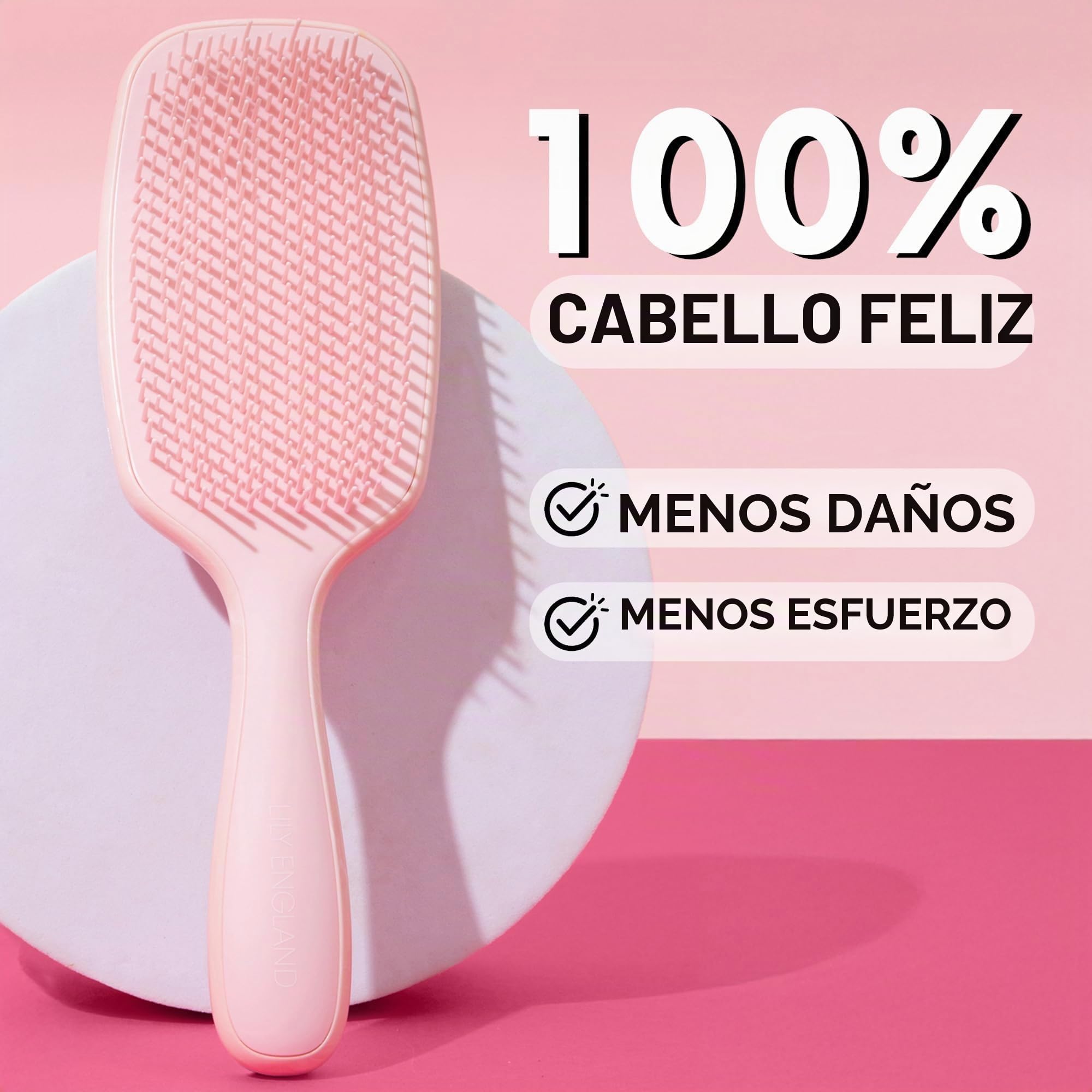 Lily England Cepillo Pelo Rizado para Desenredar y Peinar - Cepillo Pelo Antitirones para Pelo Mojado y Seco con Cerdas Flexibles - Cepillo Antirotura para Mujeres con Pelo Rizado 3c a 4c - Oro Rosa