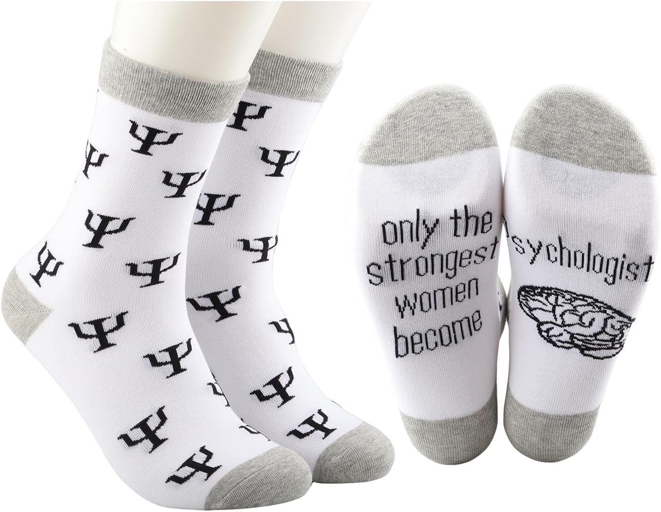 MBMSO 2 Pairs Psychology Socks Mental Health Gift for Psych Doctor - Only the Strongest Women Become Psychologists - Image 2