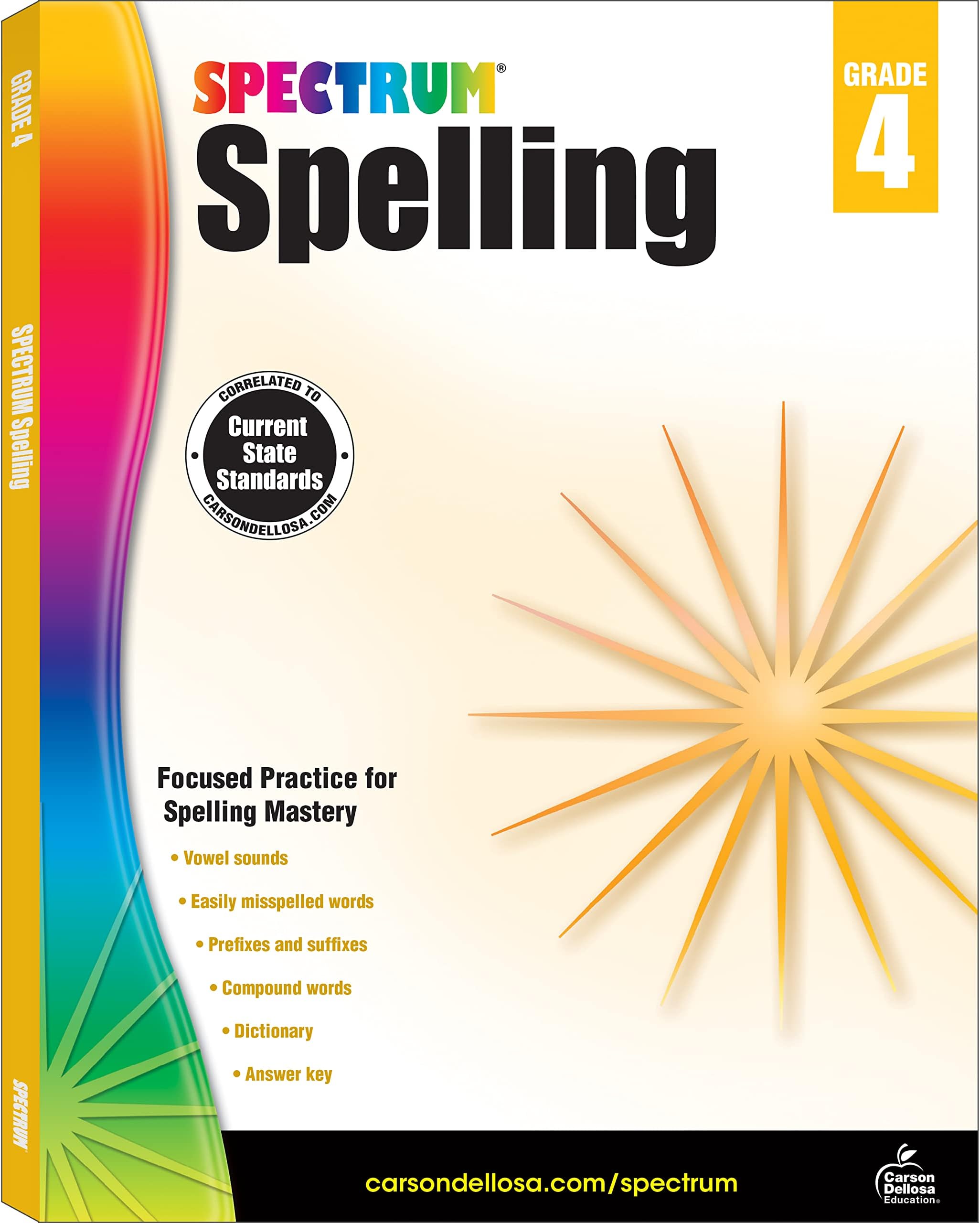 Spectrum Grade 4 Spelling Workbook, Compound Words, Dictionary Skills, Prefix...
