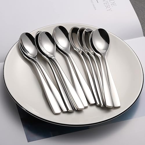 Miniatura 7 de Demitasse - Juego de 12 cucharas de café de acero inoxidable, mini cucharas de té para postre