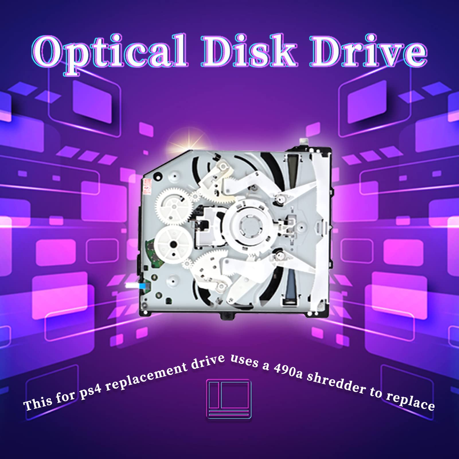 Gugxiom Sostituzione dell'unità Ottica, Sostituzione dell'unità Dvd Blu-Ray PS4 per Sostituire L'unità Dvd con Shredder 490a, Supporta Blu Ray e Monoculare, per PS4 KEM 490