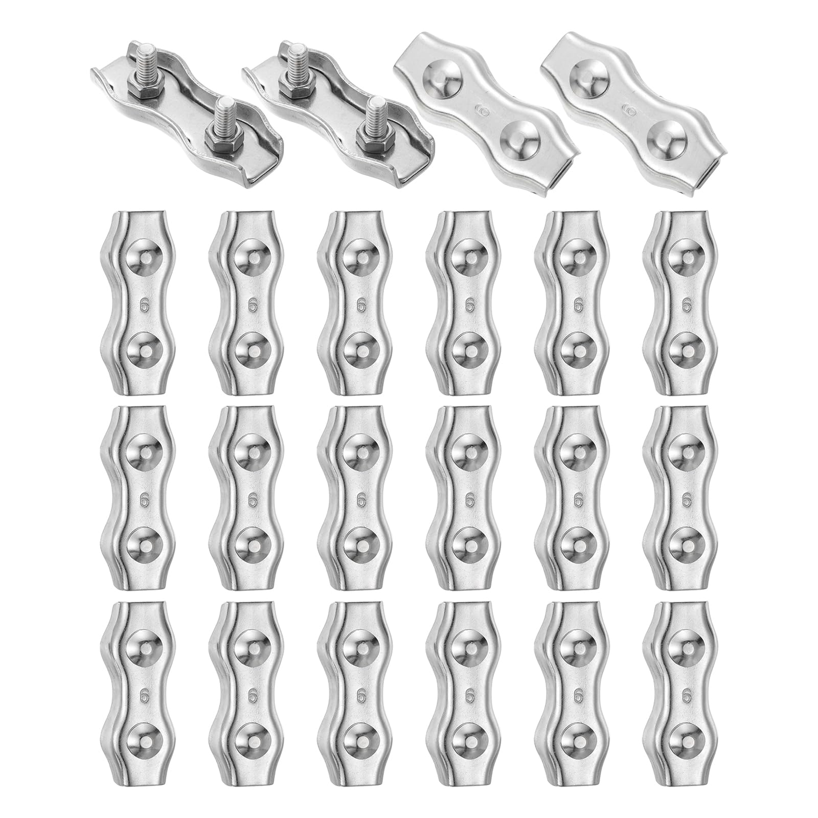 QUARKZMAN M6 304 Acciaio Inossidabile Doppio Morsetto Per Cavo, Fascette Di Fissaggio Per Cavo Con Diametro Da 5mm A 5.5mm, 22 Pezzi