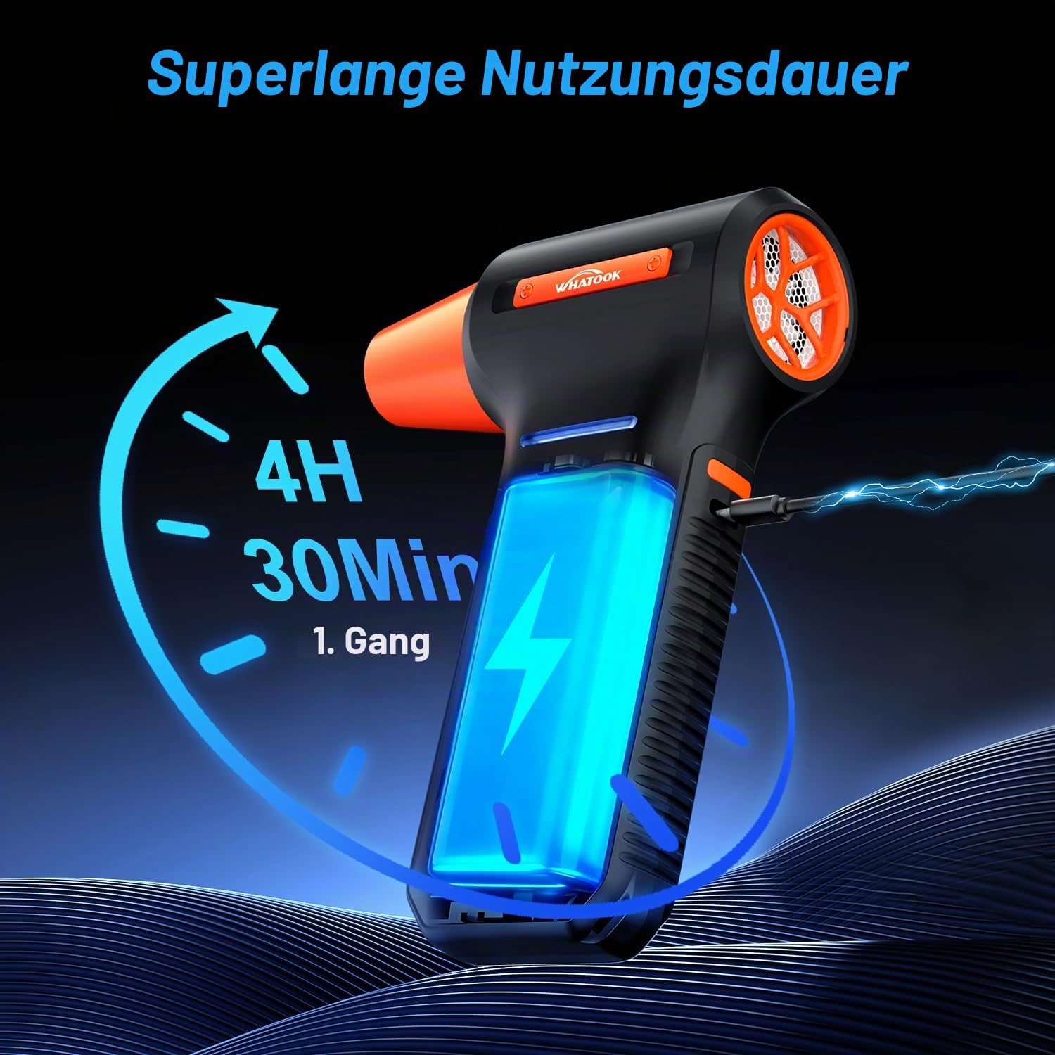 WHATOOK Elektrische Staubgebläse：250000 RPM Super Power Cordless Air Duster, Mini-Gebläse 270 Minuten Extrem Lange Nutzungsdauer, Staubbläser für Computer, Tastatur, Outdoor und Auto
