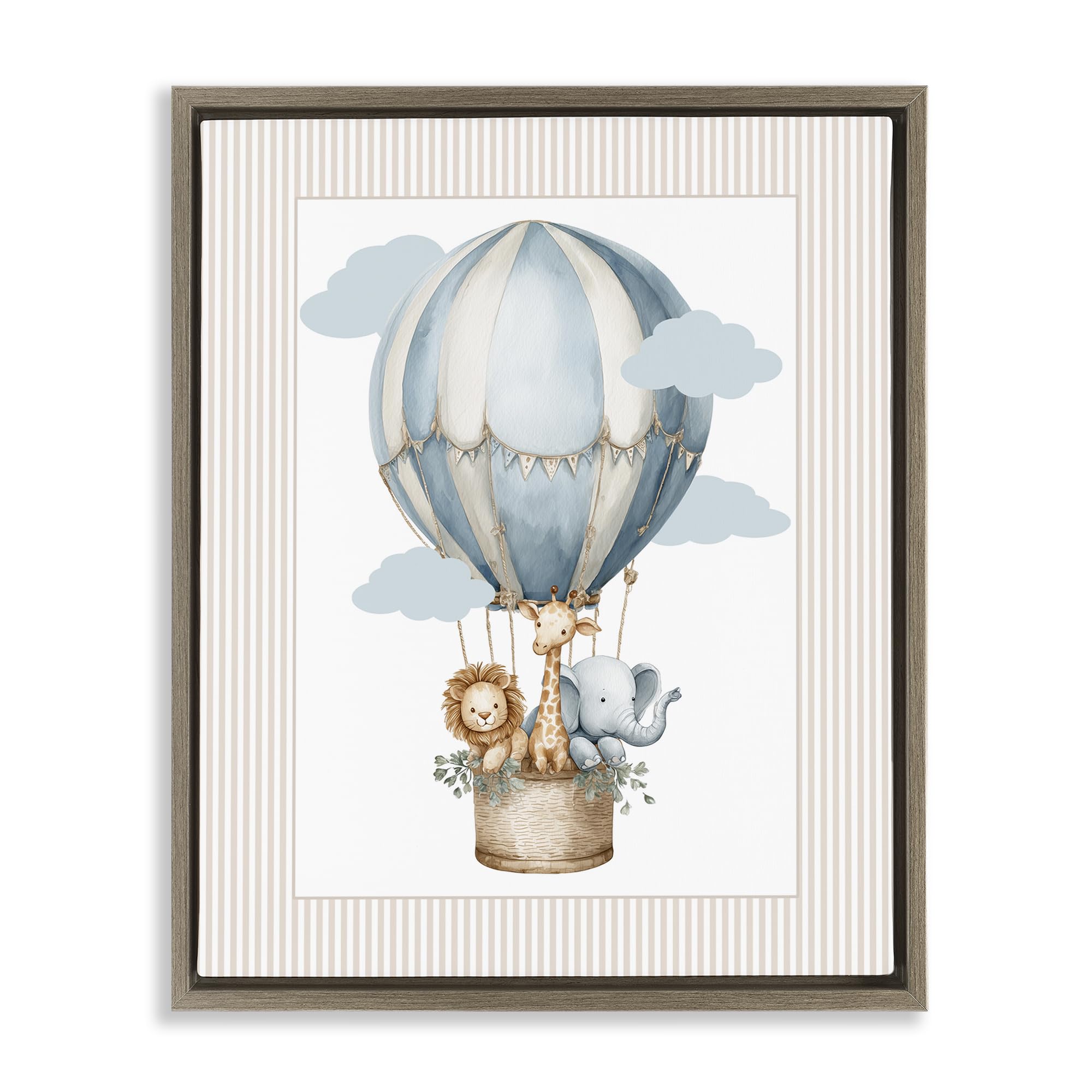 Stupell Industries Montalcino Elm (Textured) Whimsical Hot Air Balloon Safari, 24 X 30 Inch Canvas In Floater Frame