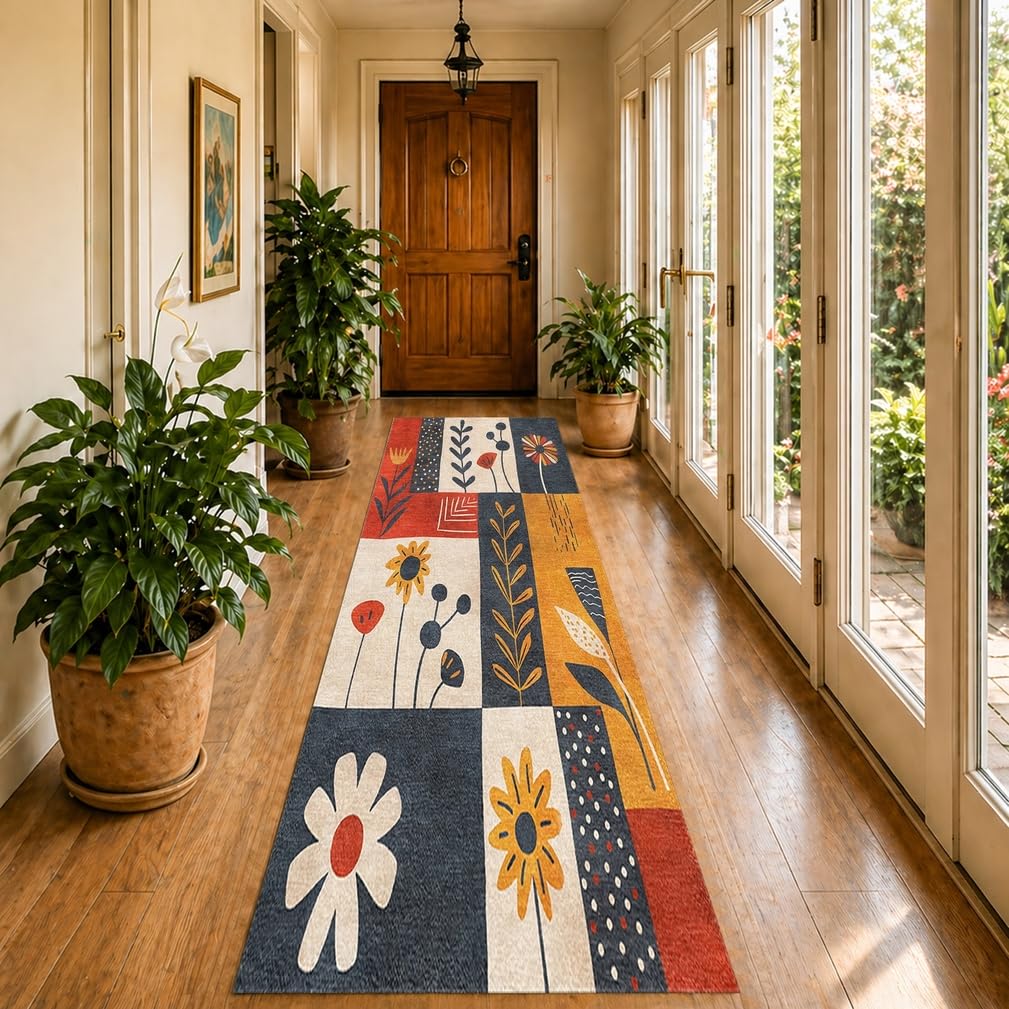 Tapis de passage multicolore 120x320 cm lavable en machine