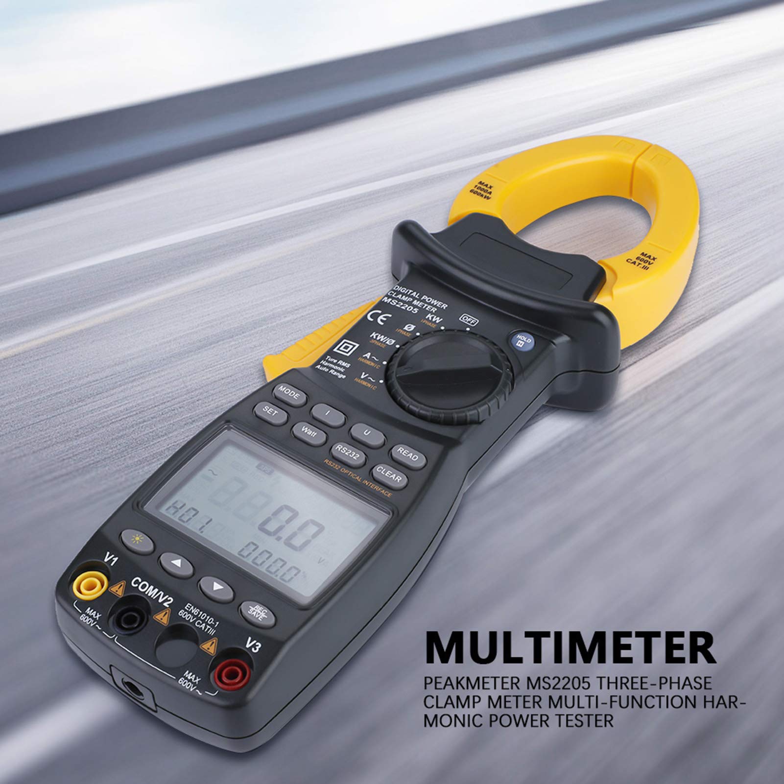 PEAKMETER MS2205 Trójfazowy Miernik Cęgowy Wielofunkcyjny Tester Harmonicznych Mocy do Lokalnych Urządzeń/Obwodów Mocy