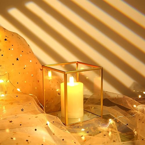 Miniatura 6 de yshengood Juego de 6 portavelas de cristal con forma de huracán, 4.9 x 3.9 pulgadas, corto y mini portavelas de cristal negro para velas de té