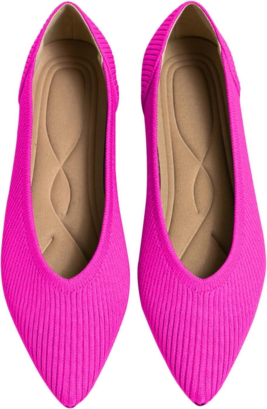 Women's Flats Shoes Pointed Toe Knit Ballet Comfortable Dressy Slip On Flat