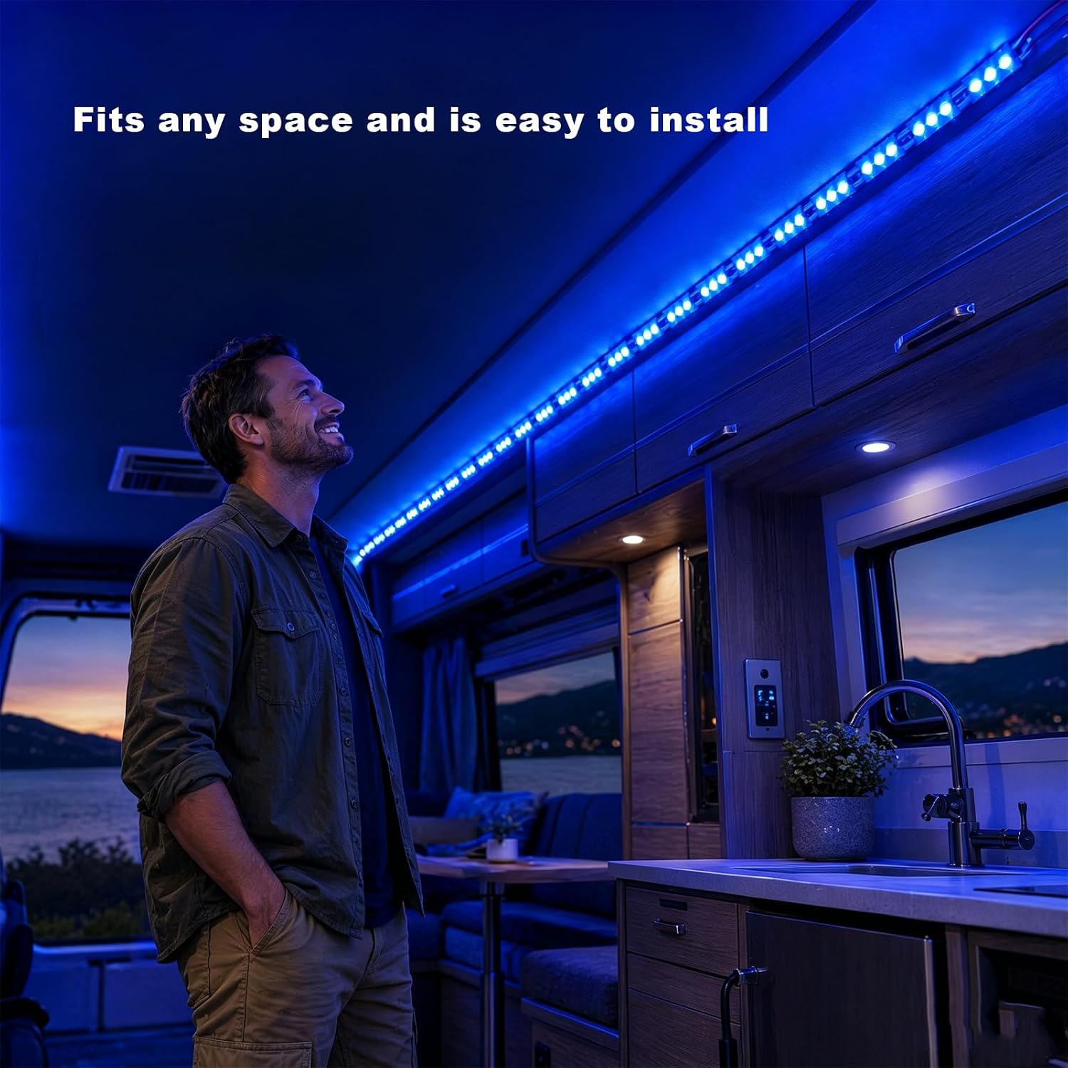 12V Van Interior Light Kit, Super Bright LED Module Ceiling Work Lights with Harness, Waterproof Enclosed Cargo Lights Ceiling Dome Lamp for Cars Trailers Boats Caravans (Blue) image 5