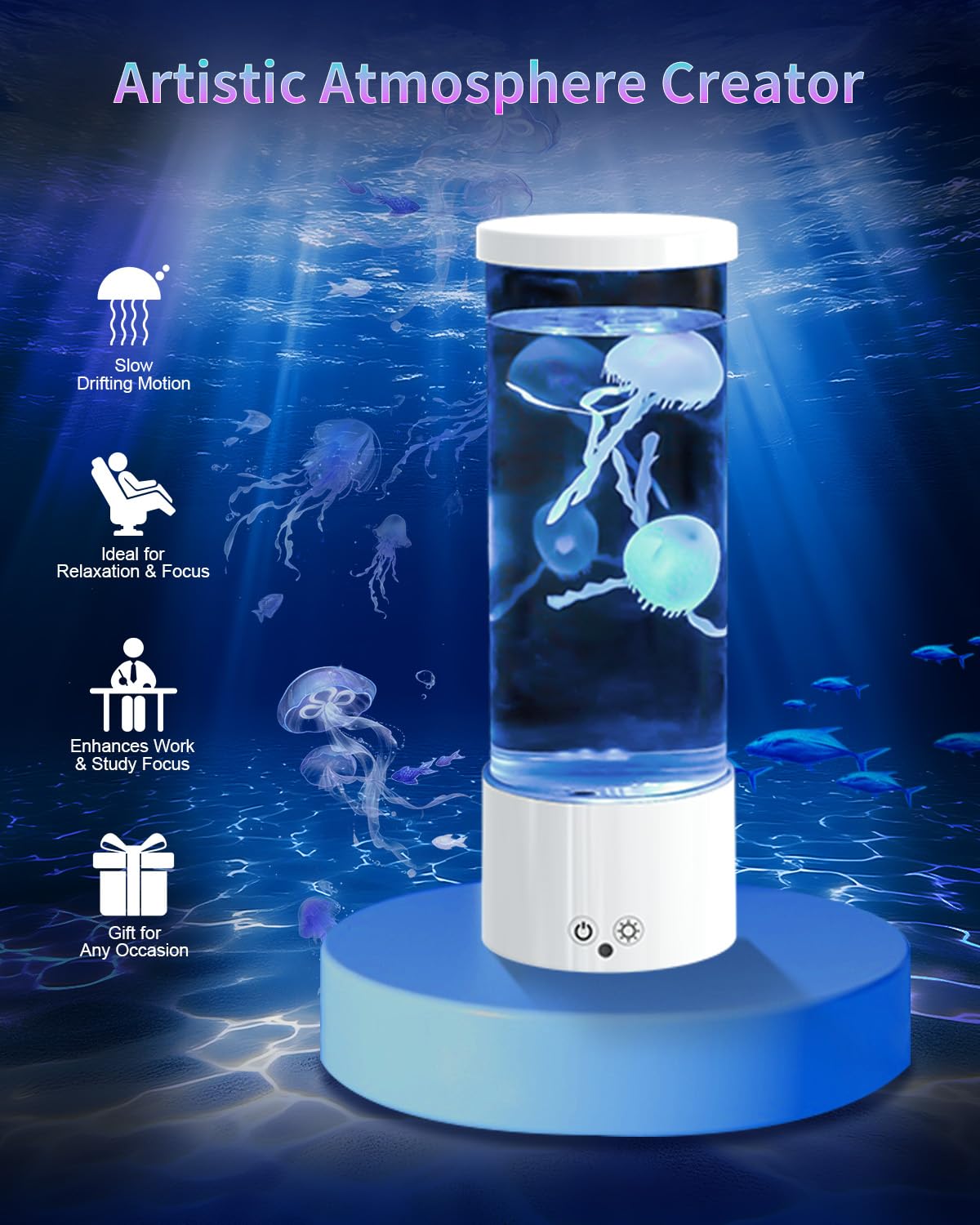 AONESY Lampada Meduse Lampada Lava Meduse Acquario Notturna Telecomando Jellyfish Lamp Lampada a LED con 17 Colori Cangianti, USB Lampada da Tavolo per L'umore, per Casa, Ufficio, Hotel, Bianco