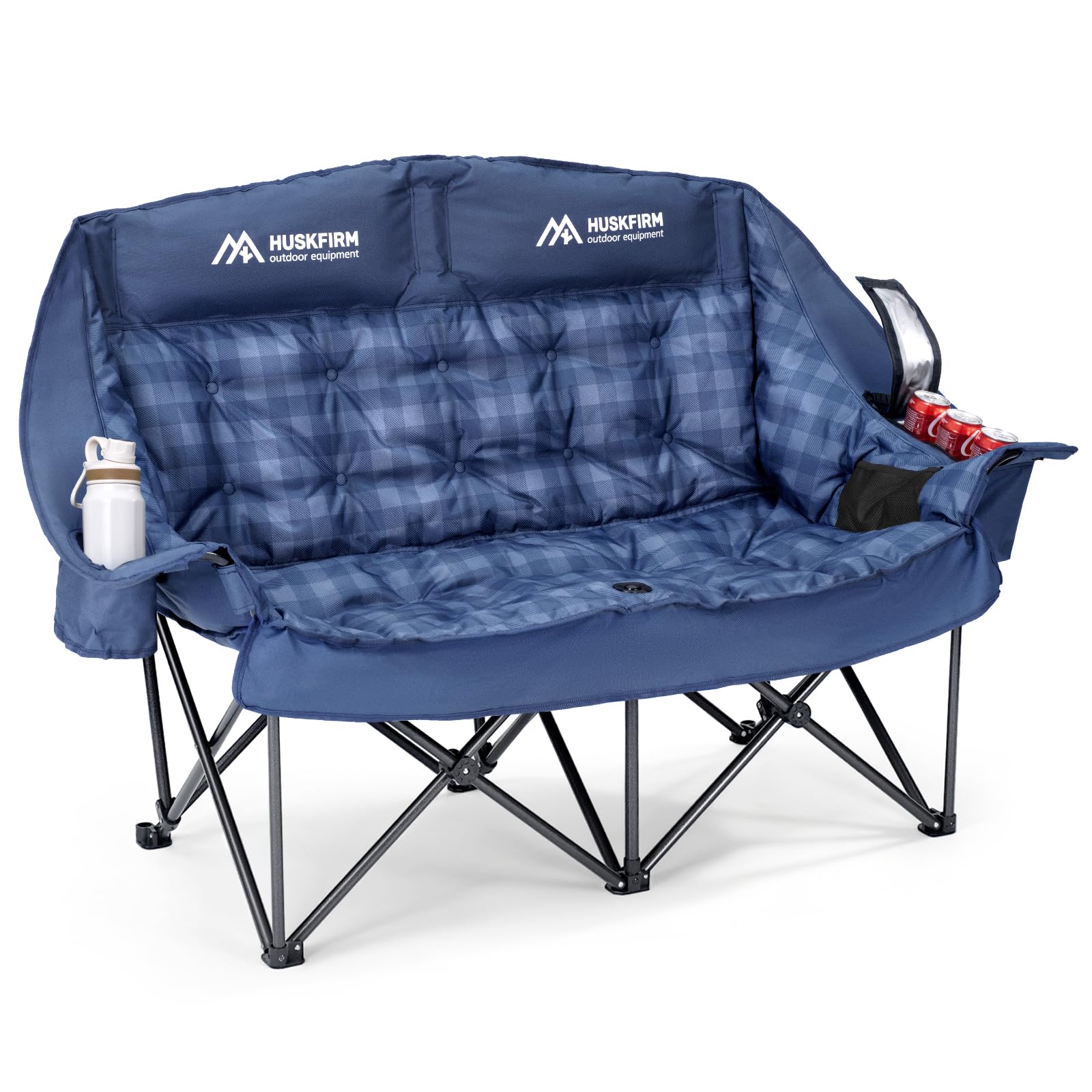 Padded Double Camping Chair High Back 2 Person Camping Chair Oversized Camping Loveseat Support 800LBS Heavy Duty Camping